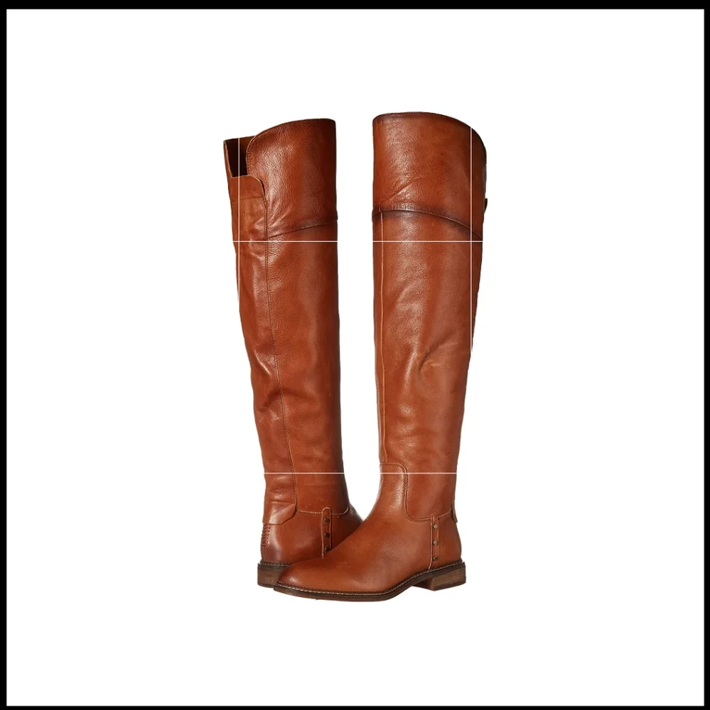 ❤ NWBOX FRANCO SARTO L-HALEEN WC, COGNAC LE Over the knee leather Size 7M
